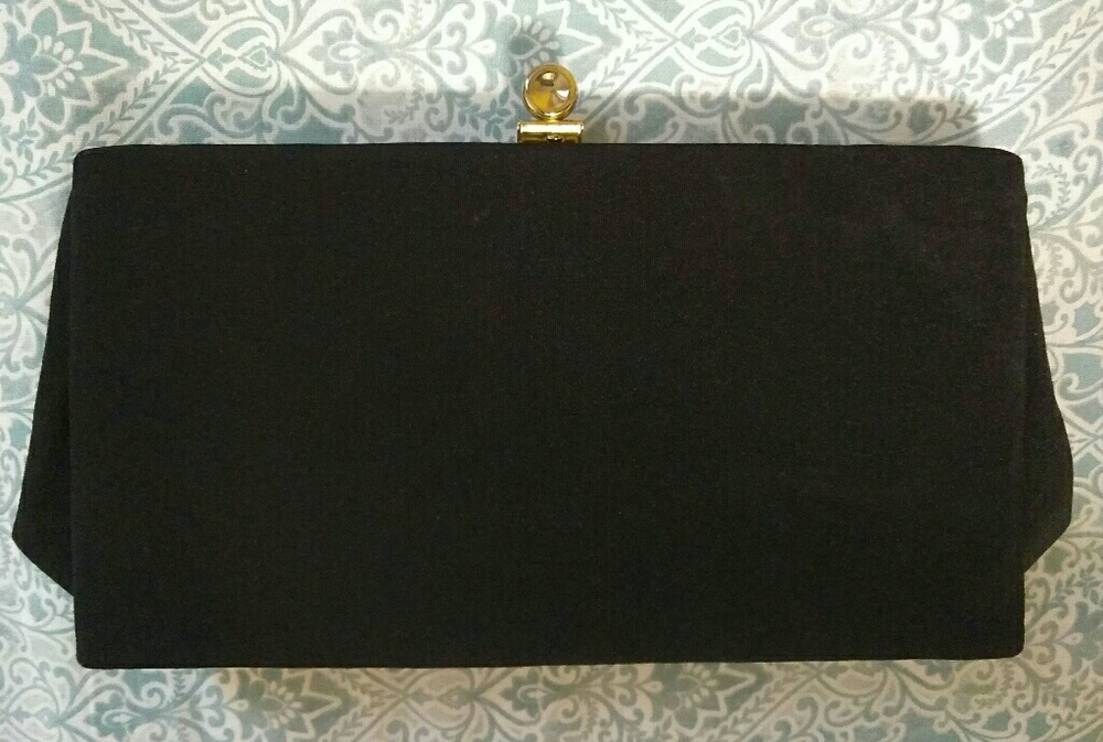 Black Silk Crepe Evening Clutch